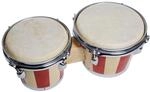Fame DB-105 Bongos 7" + 8", Natural + Red Stripes Bongo Natur