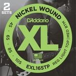 D'Addario 4er Bass XL 45-105 2 Sets 045-065-085-105, EXL165TP Bass Saiten