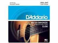 D'Addario EJ36, D'Addario EJ36 10-47 12-string 80/20 Bronze Light -