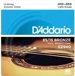 D'Addario EZ940 10-50 12-string 85/15 American Bronze Light...
