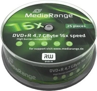 MediaRange MR404, MediaRange DVD+R - 4.7GB/120Min, 16-fach/Spindel, Packung mit 25