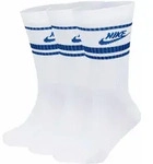 NIKE Unisex 3er Pack Sportsocken - Everyday Essential Stripe, einfarbig Wei&szlig;/Blau