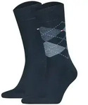 TOMMY HILFIGER Herren Socken, 2er Pack - Check Socks 2P, Raute Dunkelblau / 39-42