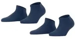 FALKE Damen Socken, 2er Pack - Happy, Sneakersocken, einfarbig Dunkelblau 35-38