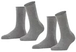 FALKE Damen Socken, 2er Pack - Happy, Kurzsocken, Rollb&uuml;ndchen Grau 35-38
