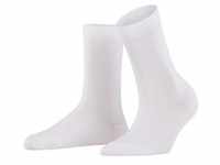 FALKE Damen Socken - Cotton Touch, Baumwolle, Bündchen, Logo, einfarbig, lang Weiß