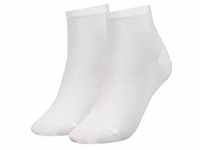 TOMMY HILFIGER Damen Quarter Socken, 2er Pack - TH, Baumwolle, 35-42, einfarbig Weiß