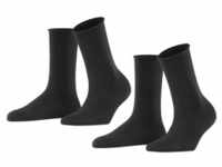 ESPRIT Damen Socken, 2er Pack - Rollrand, feinste Baumwollmischung, einfarbig Schwarz