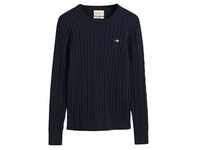 GANT Damen Pullover - STRETCH COTTON CABLE C-NECK, Rundhals, Zopfstrick, Logo Blau XS