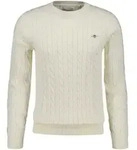 GANT Herren Stirckpullover - COTTON CABLE C-NECK, Zopfstrick, Rundhals, Baumwolle