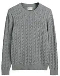GANT Herren Stirckpullover - COTTON CABLE C-NECK, Zopfstrick, Rundhals, Baumwolle