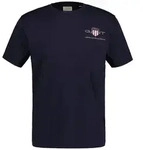 GANT Herren T-Shirt - REG ARCHIVE SHIELD EMB, Rundhals, kurzarm, Stickerei Blau...