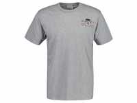 GANT Herren T-Shirt - REG ARCHIVE SHIELD EMB, Rundhals, kurzarm, Stickerei Grau...