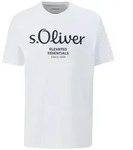 s.Oliver Herren T-Shirt - Basic, Logoprint, Rundhals, Baumwolle Wei&szlig; S