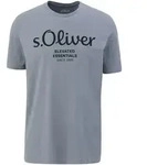 s.Oliver Herren T-Shirt - Basic, Logoprint, Rundhals, Baumwolle Hellgrau / S