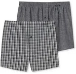 SCHIESSER Herren Web-Boxershorts, 2er Pack - Unterhose, Baumwolle Grau S