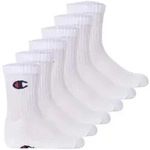 Champion Kinder Socken, 6er Pack - Crew Socken, einfarbig Wei&szlig; / 27-30