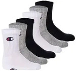Champion Kinder Socken, 6er Pack - Crew Socken, einfarbig Schwarz/Grau/Wei&szlig; 27-30
