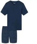 SCHIESSER Herren Schlafanzug, kurz - Casual Essentials, V-Ausschnitt, Baumwolle