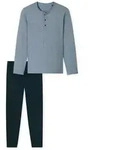 SCHIESSER Herren Schlafanzug, lang - Casual Essentials, Baumwolle, Knopfleiste