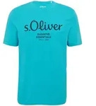 s.Oliver Herren T-Shirt - Basic, Logoprint, Rundhals, Baumwolle T&uuml;rkis 2 / S