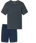 SCHIESSER Herren Schlafanzug, kurz - Casual Essentials, Rundhals, Baumwolle Anthrazit