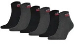Levi's Unisex 6er Pack Sportsocken - Mid Cut SPRTWR, Logo, einfarbig Schwarz/Grau