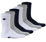 Champion Unisex Socken, 6 Paar - Crew Socken Basic Blau/Wei&szlig;/Grau EU 35-38