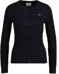 GANT Damen Strickjacke - STRETCH COTTON CABLE CARDIGAN, Zopfstrick, Logo Blau /...