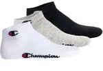 Champion Unisex Socken, 3er Pack - Quarter Socken, Basic, Logo Schwarz/Wei&szlig;/Grau /
