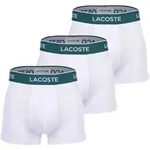 LACOSTE Herren Boxershorts, 3er Pack - Trunks, Casual, Cotton Stretch, Logobund Wei&szlig;