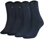 TOMMY HILFIGER Damen Socken, 4er Pack - Sock Casual, ECOM, Kurzsocken, uni Blau /