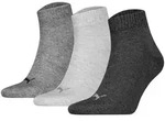 PUMA Unisex Quartersocken, 3er Pack - Quarter Plain 3P, Logo, einfarbig Grau 39-42