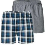 SCHIESSER Herren Web-Boxershorts, 2er Pack - Webware, Unterhose, Baumwolle Blau/Grau