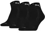 PUMA Unisex Quartersocken, 3er Pack - Cushioned Quarter 3P, Logo, einfarbig Schwarz