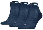 PUMA Unisex Quartersocken, 3er Pack - Cushioned Quarter 3P, Logo, einfarbig Blau