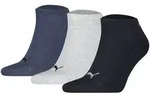 PUMA Unisex Sneakersocken, 3er Pack - Sneaker Plain 3P, Logo, einfarbig Blau/Grau