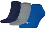 PUMA Unisex Sneakersocken, 3er Pack - Sneaker Plain 3P, Logo, einfarbig Grau/Blau