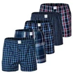 MG-1 Herren Web-Boxer, 5er Pack - Classic Boxer-Shorts, gemustert, Spar-Pack Blau/Rot