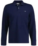 GANT Herren Poloshirt - REGULAR SHIELD LONGSLEEVE PIQUE RUGGER, Langarm, Logo Blau /