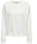ONLY Damen Sweatshirt - ONLSWEAT LIFE CREW OVERSIZE SWT, Rundhals, Baumwoll-Mix Wei&szlig;