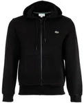 LACOSTE Herren Sweatjacke mit Kapuze - Zipper, aufgerautes Fleece Schwarz 4XL