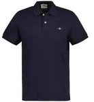 GANT Herren Poloshirt - REGULAR SHIELD, Kurzarm, Knopfleiste, Pique, Stickerei Blau