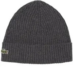 LACOSTE Unisex M&uuml;tze - Strickm&uuml;tze, Beanie, Wolle, Logo-Patch, One Size Grau (Pitch
