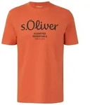 s.Oliver Herren T-Shirt - Basic, Logoprint, Rundhals, Baumwolle Hellrot / M