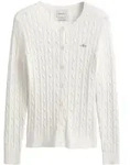 GANT Damen Strickjacke - STRETCH COTTON CABLE CARDIGAN, Zopfstrick, Logo Wei&szlig;...