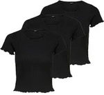 ONLY Damen T-Shirt 3er Pack - ONLEMMA SHORT TOP, Rundhals, Cropped, gerippt,