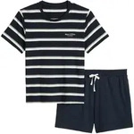 Marc O'Polo Herren Schlafanzug, kurz - Pyjama Set, 2-teilig, gestreift, Baumwolle