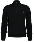 GANT Herren Strickpullover - COTTON CABLE HALF ZIP, Zopfstrick, Troyer, Baumwolle