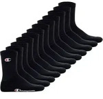 Champion Unisex Socken, 12 Paar - Crew Socken Basic Schwarz / EU 35-38